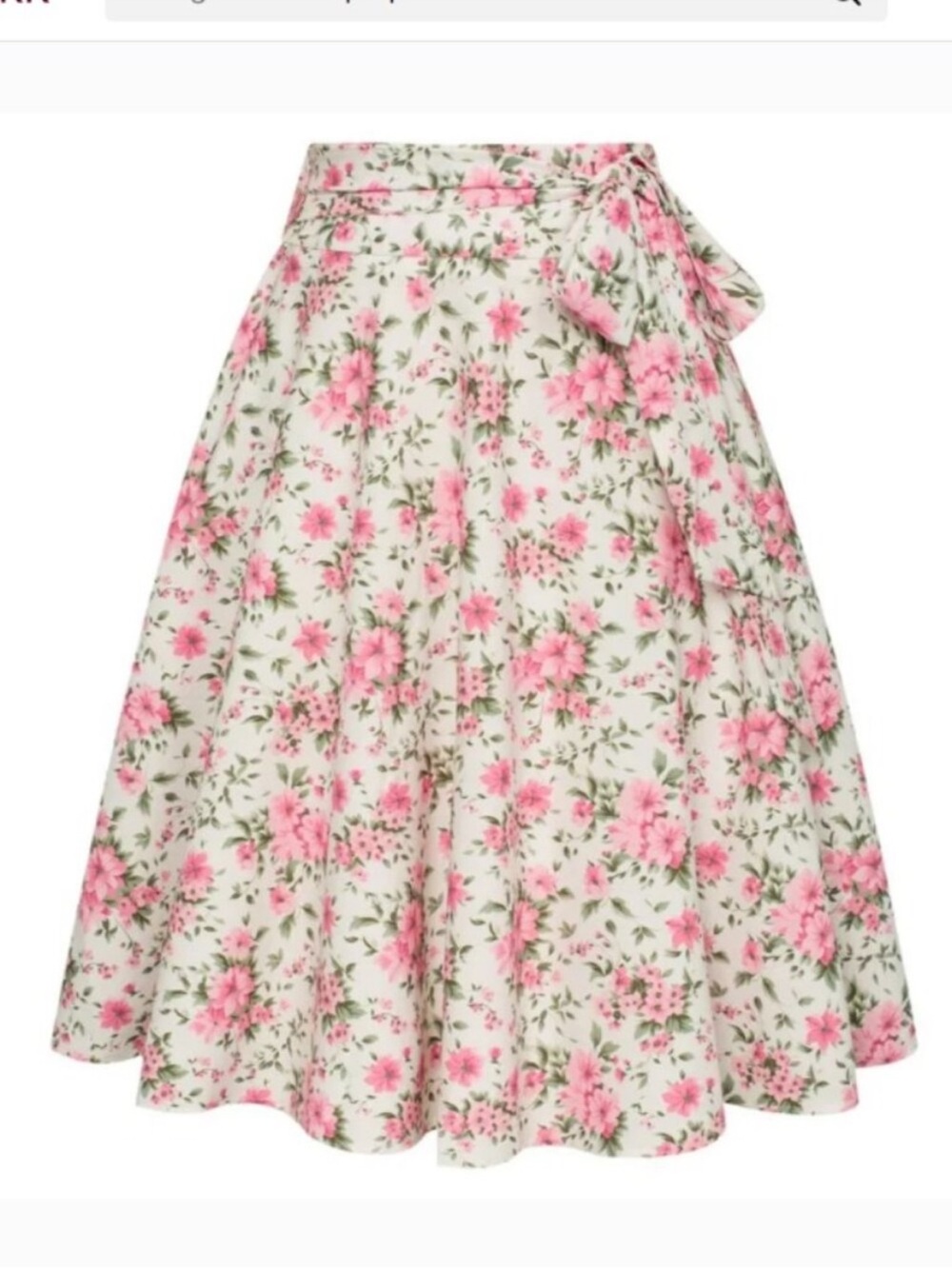 Belle Poque retro pink floral full circle skirt midi length XL